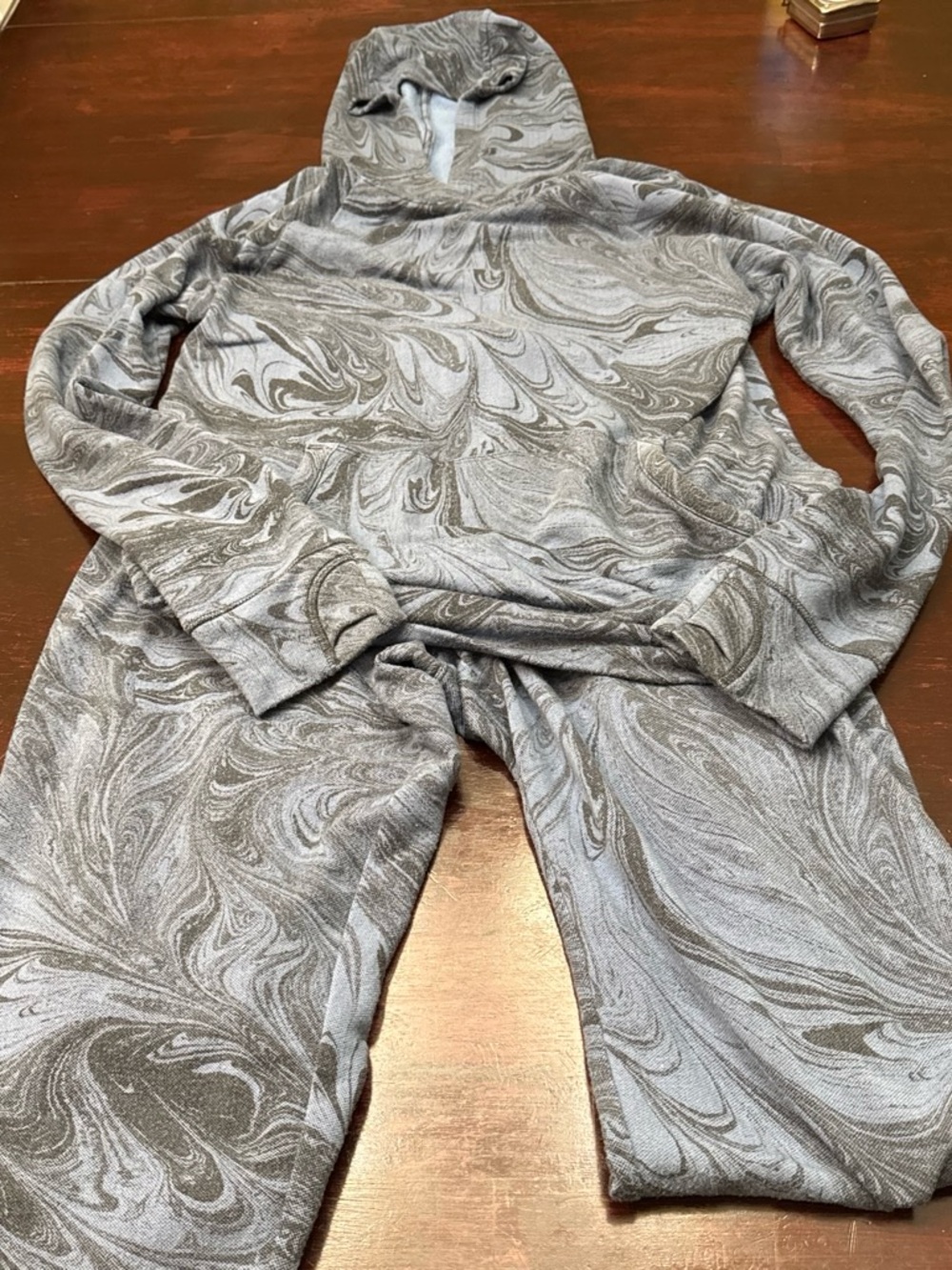 Athleta Girl Gray Marble Hoodie & Jogger Set